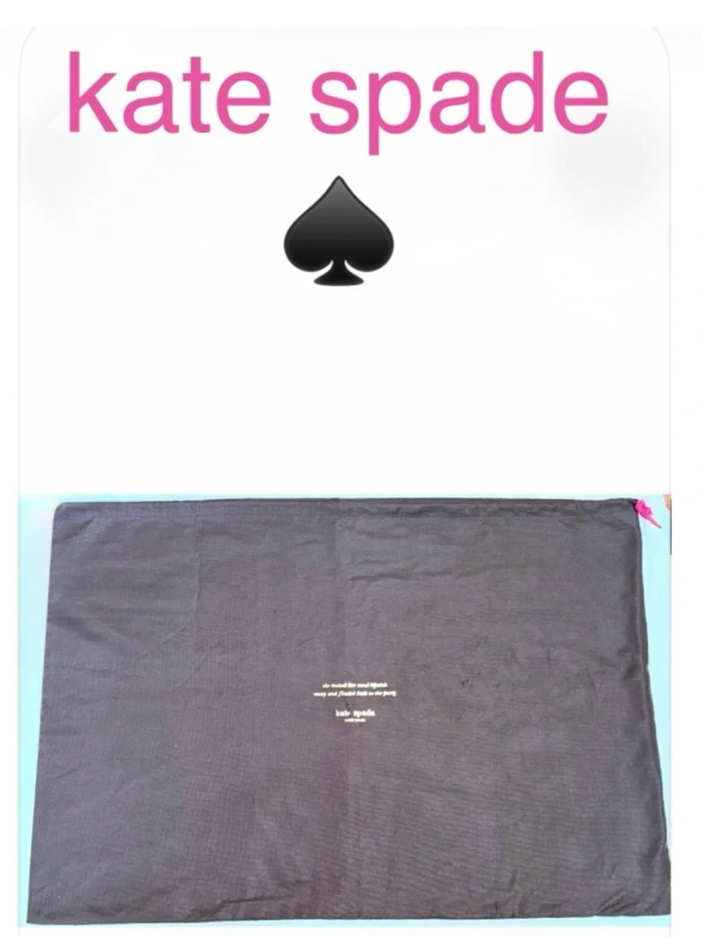 Kate Spade 19X27 Large Brown Dust Bag Pink Rope and floated back to the party